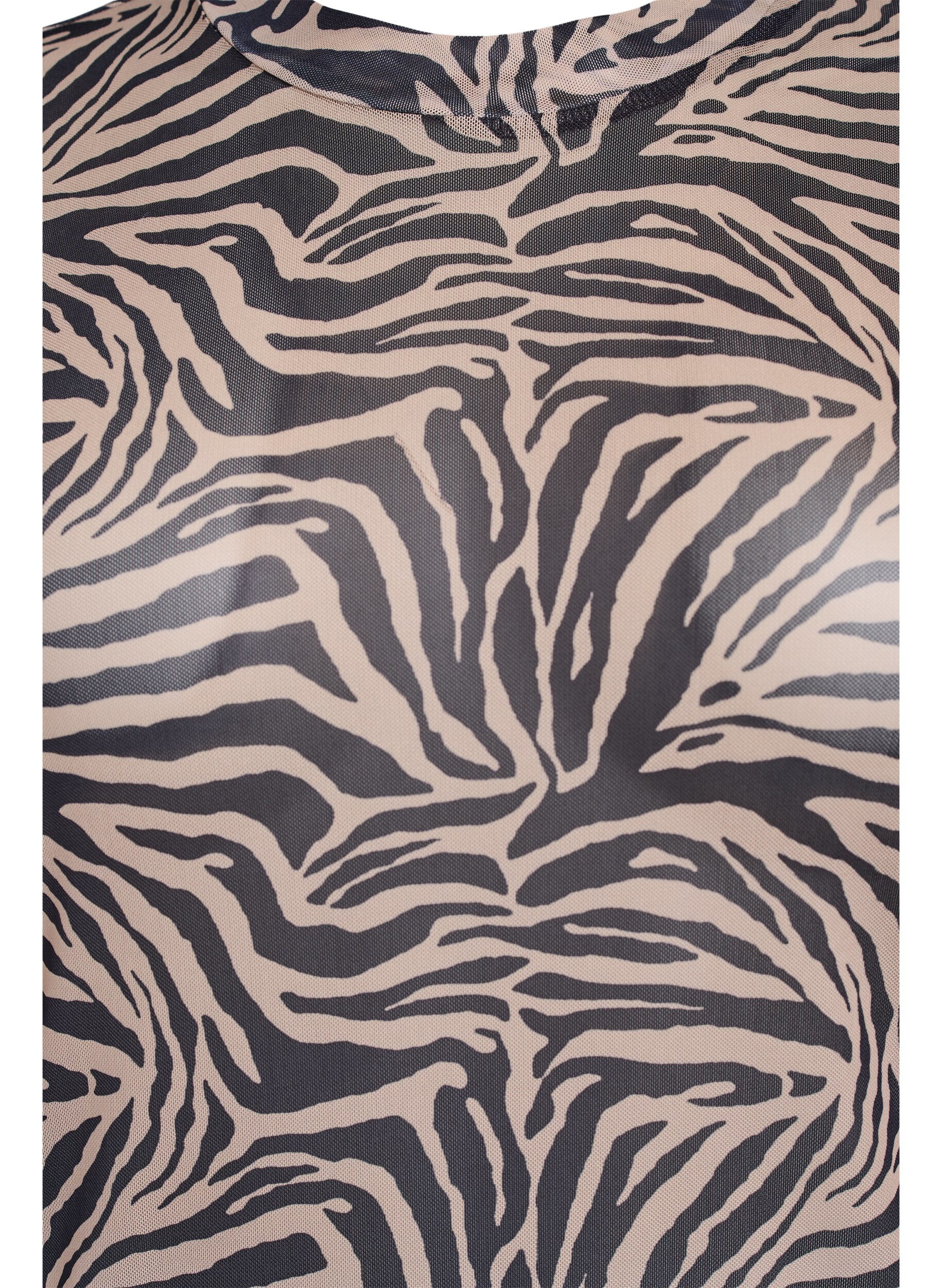 Zizzi Mesh blouse met korte mouwen, Zwart, Packshot image number 2