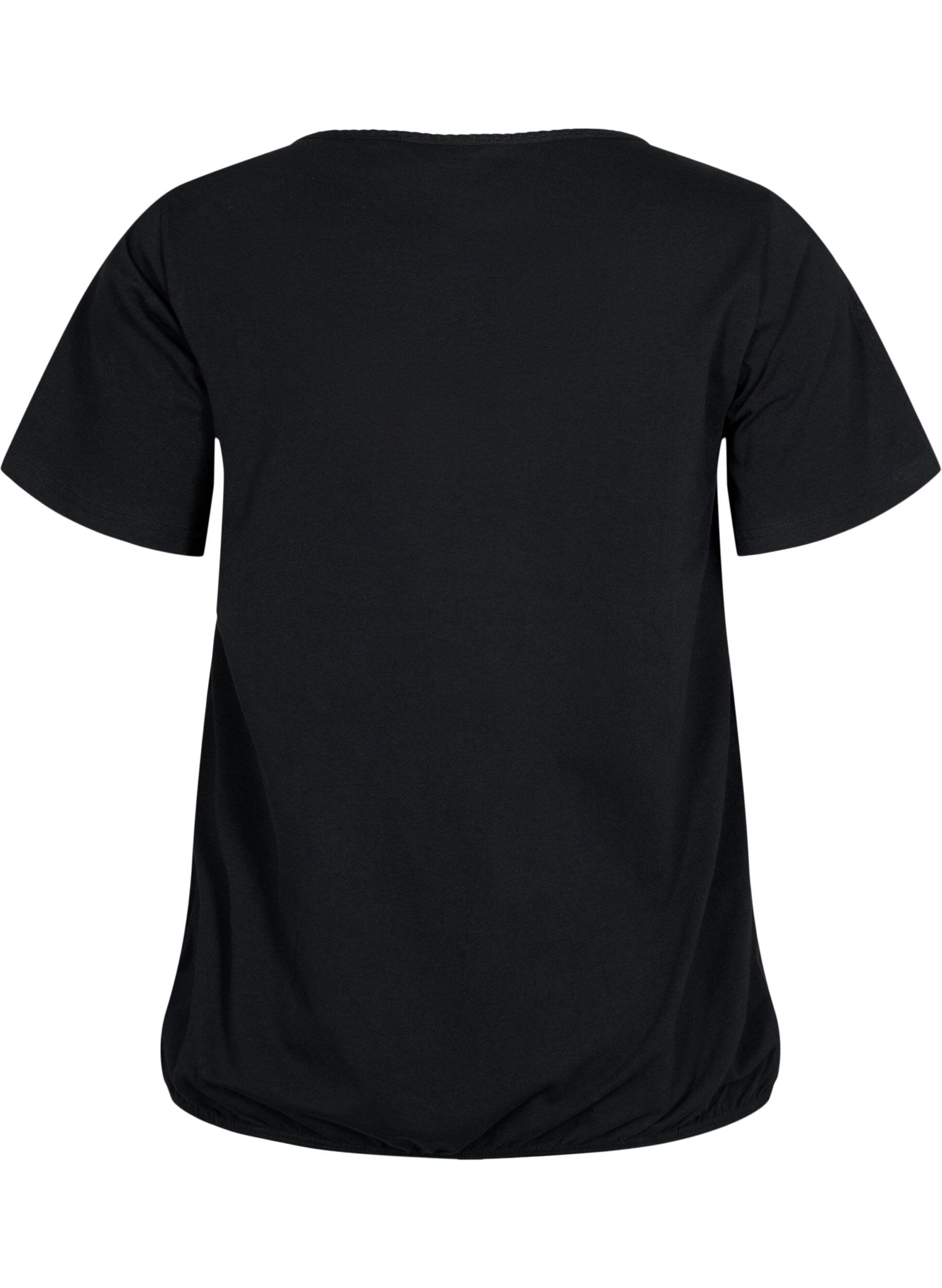 Zizzi 	 Katoenen t-shirt met korte mouwen, Black, Packshot image number 1