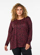Luipaardprint blouse met lange mouwen, Donker Bordeaux, Model image number 0