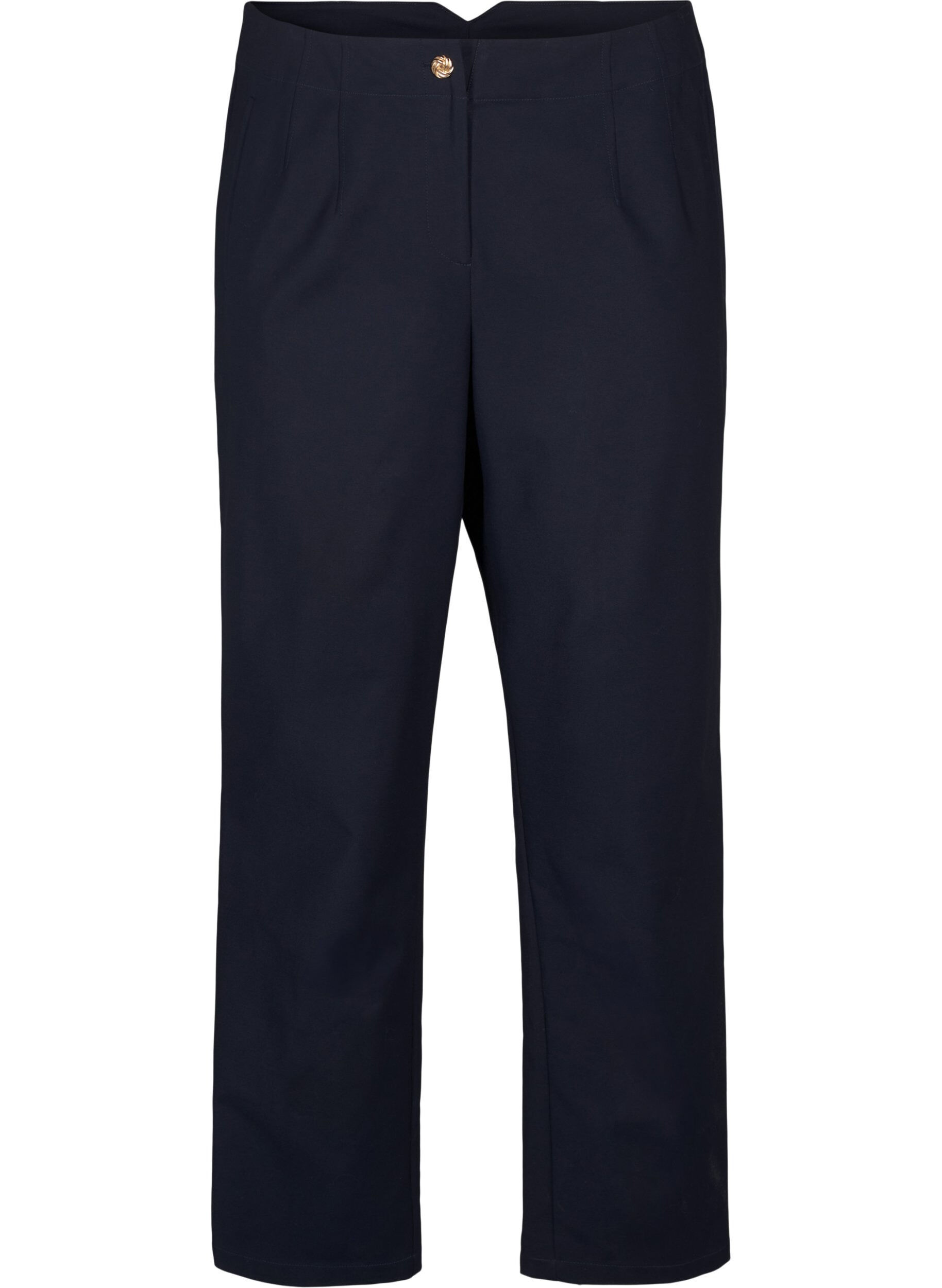 Zizzi Straight fit broek met een hoge taille, Blauw, Packshot image number 0