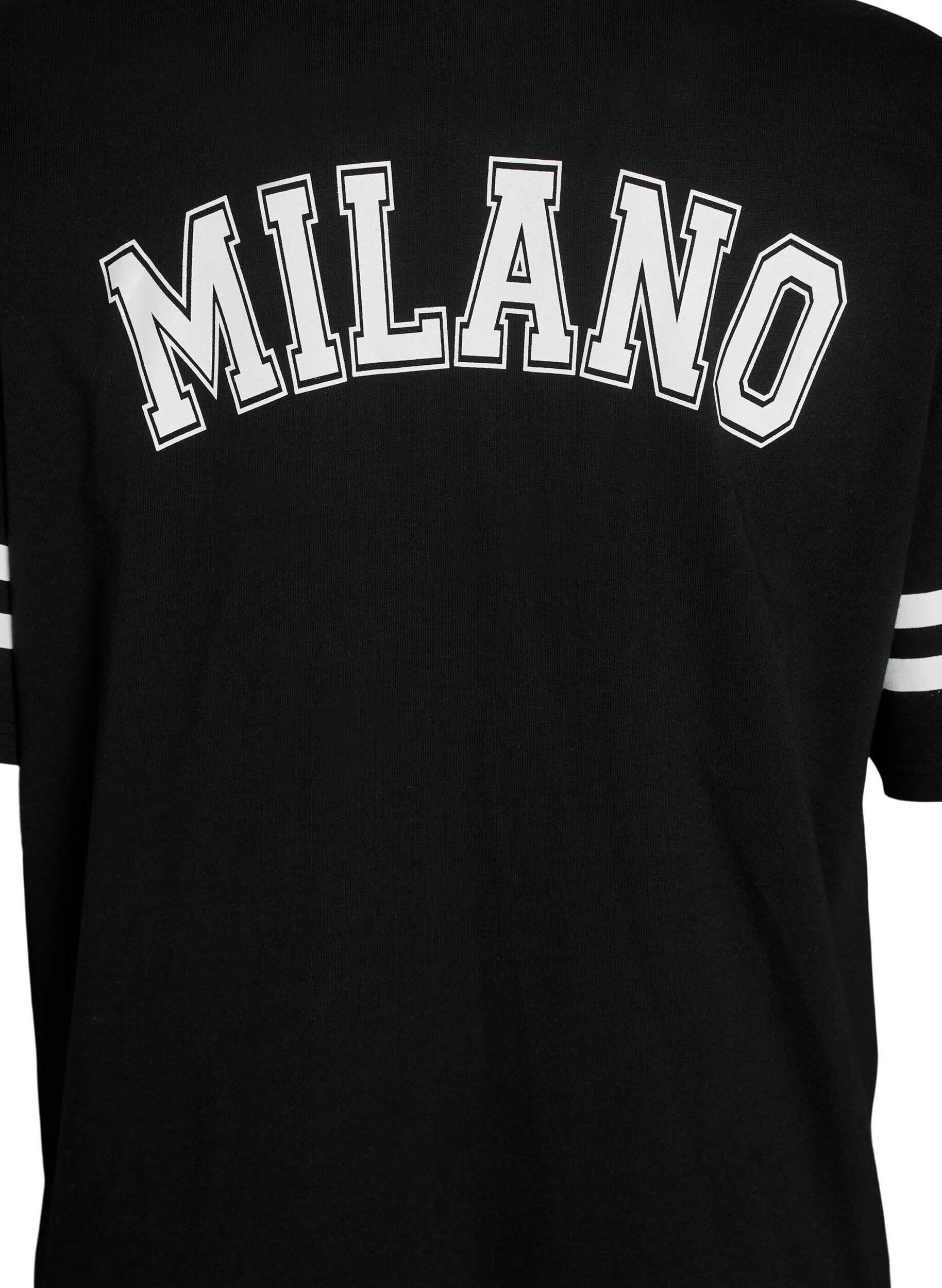 Zizzi Kort T-shirtjurkje met sportieve details, Zwart, Packshot image number 3