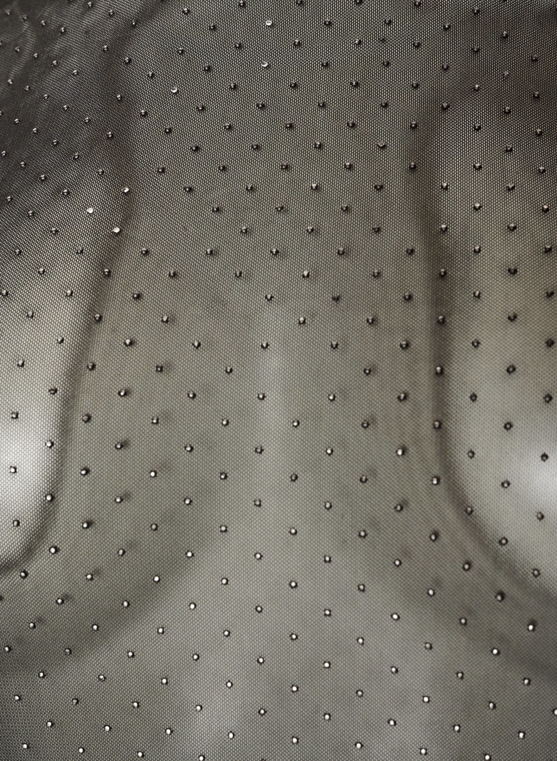 ZizziTransparante mesh blouse met strassteentjes, Zwart, Packshot image number 2