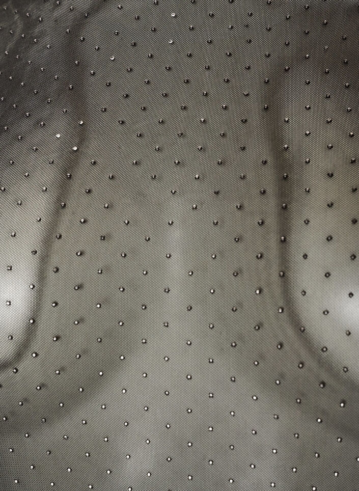 Transparante mesh blouse met strassteentjes, Zwart, Packshot image number 2