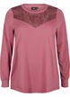Sweatshirt met kanten details, Rose Brown, Packshot image number 0