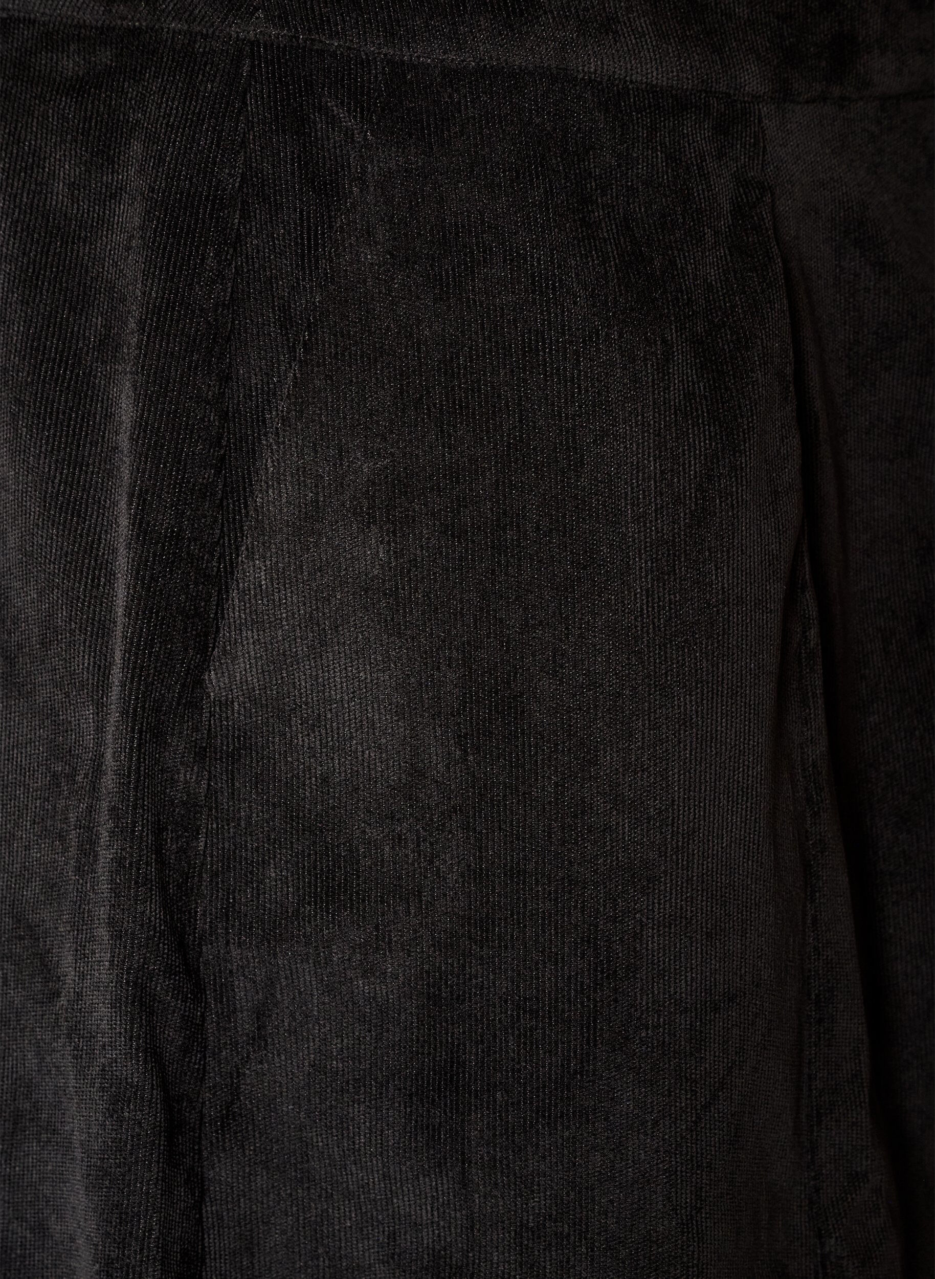 ZizziA-lijn corduroy rok met knopen, Zwart, Packshot image number 3