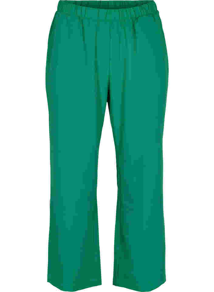 Flared broek met elastiek in de taille, Verdant Green
