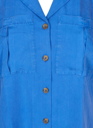 Blouse met korte mouwen en borstzakken, Dazzling Blue, Packshot image number 2