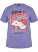 Katoenen T-shirt met print aan de voorkant en een gewassen look, Paars, Packshot image number 0