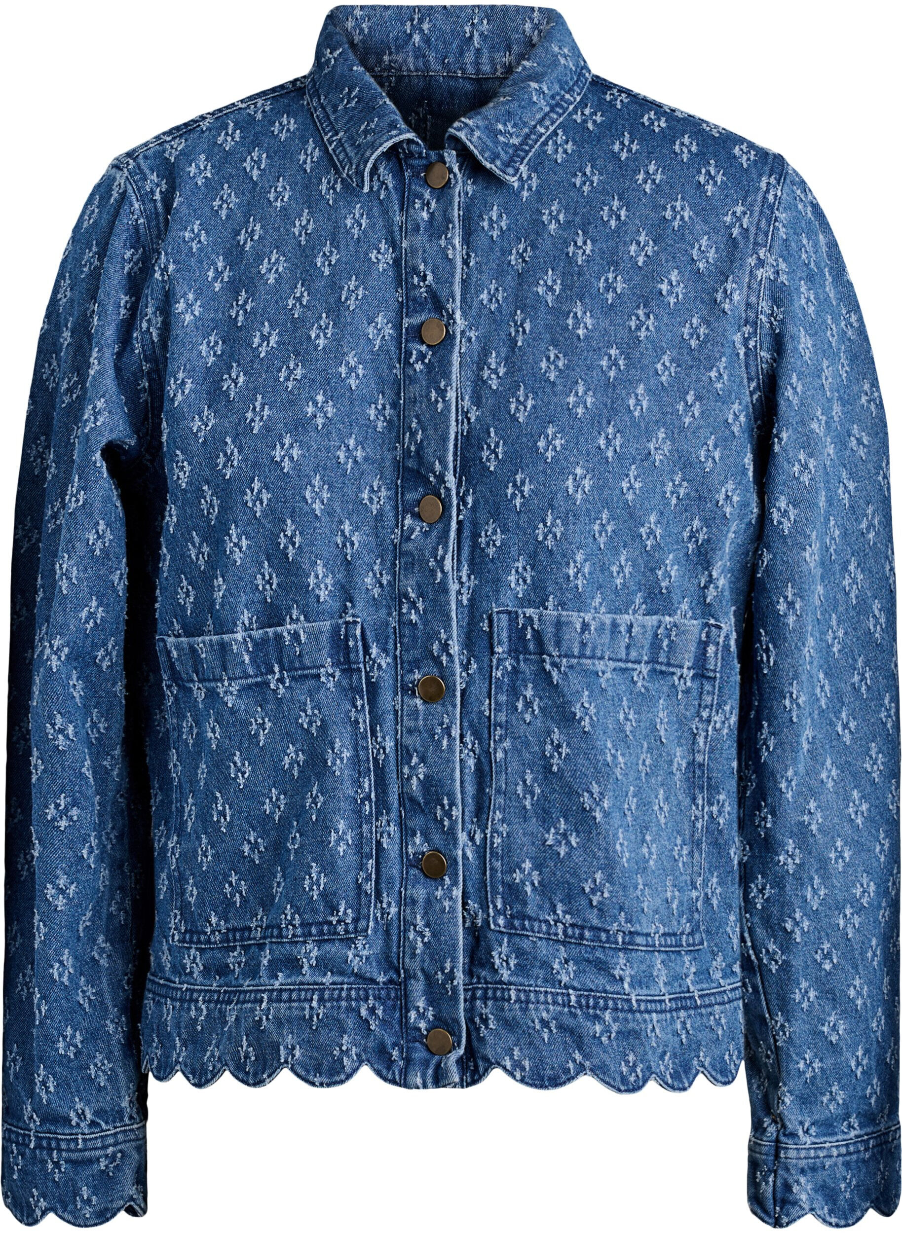 ZizziDenimjack met een versleten patroon, Blauw, Packshot image number 0