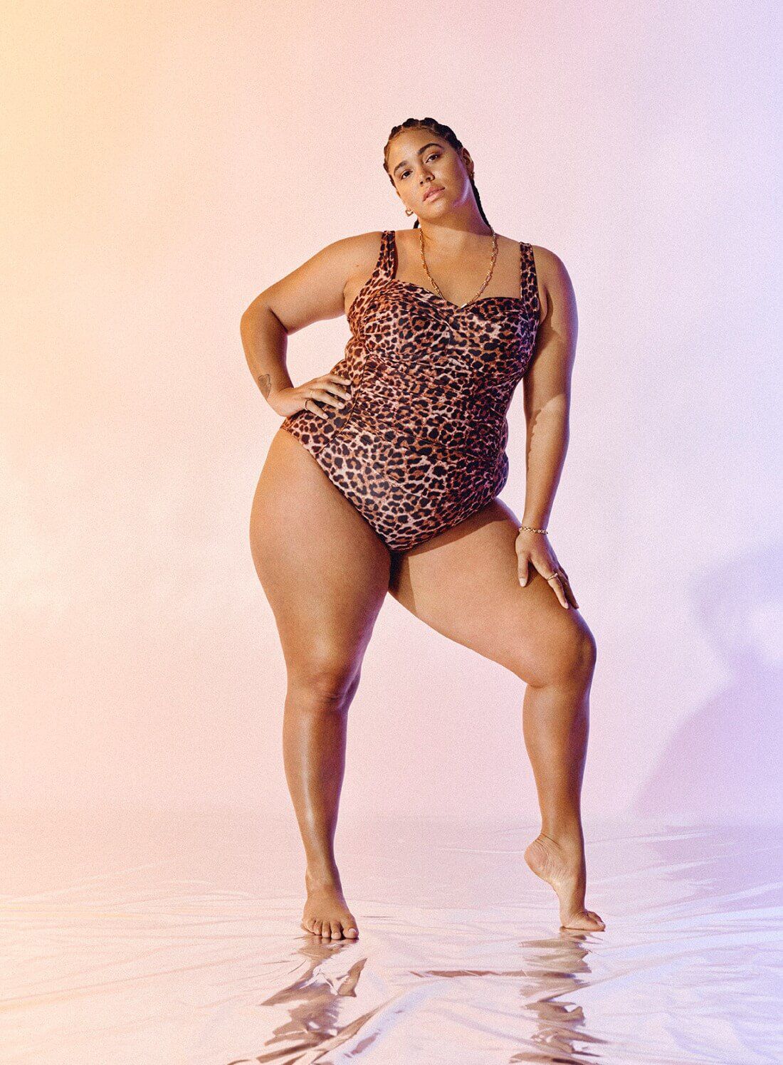 Badpak met luipaardprint, , Model