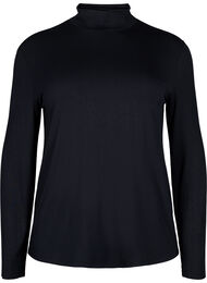 Blouse met lange mouwen en hoge hals, Zwart