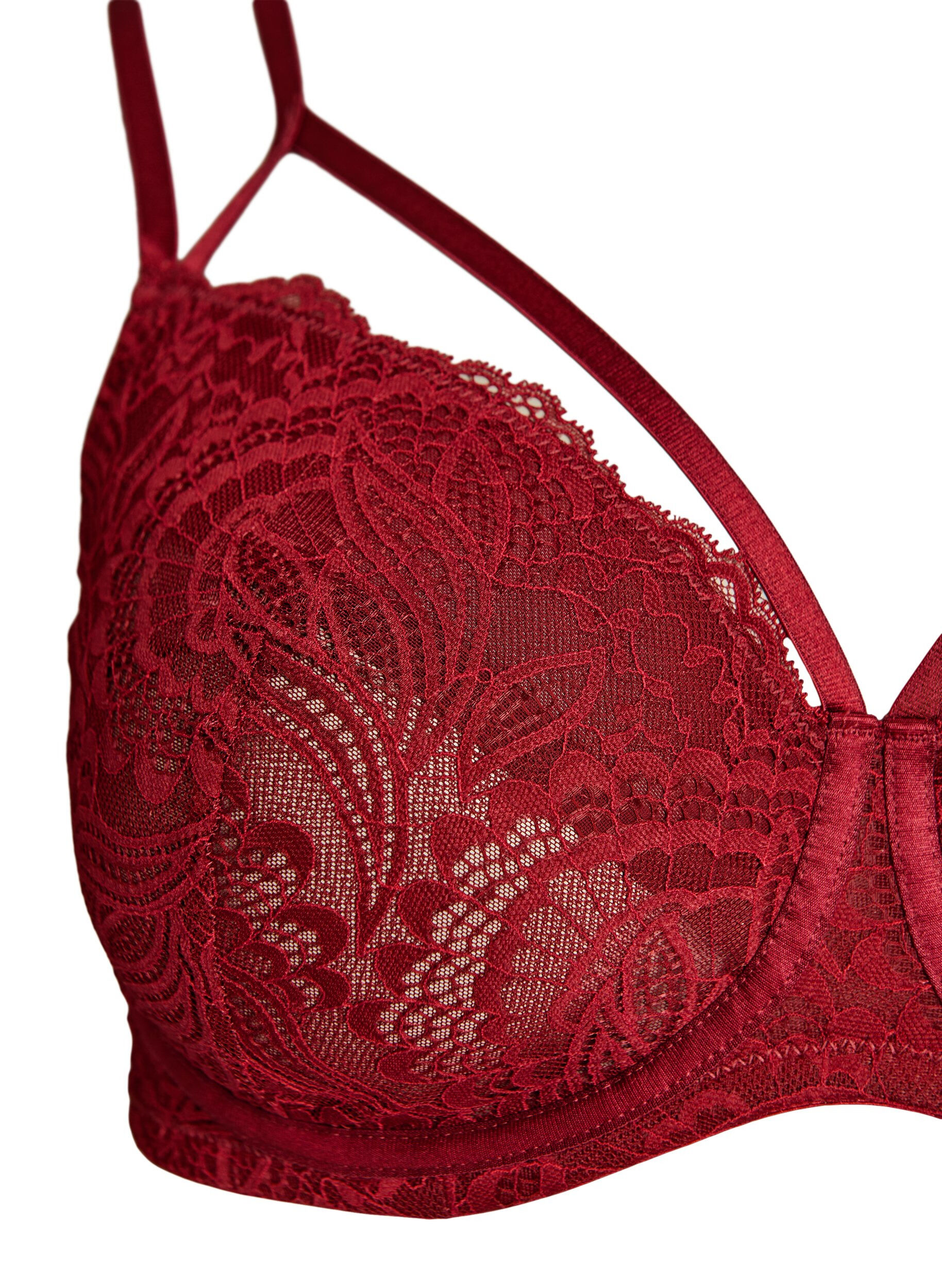 ZizziBeha met volledige bedekking, kant en dubbele bandjes, Zwart, Packshot image number 2
