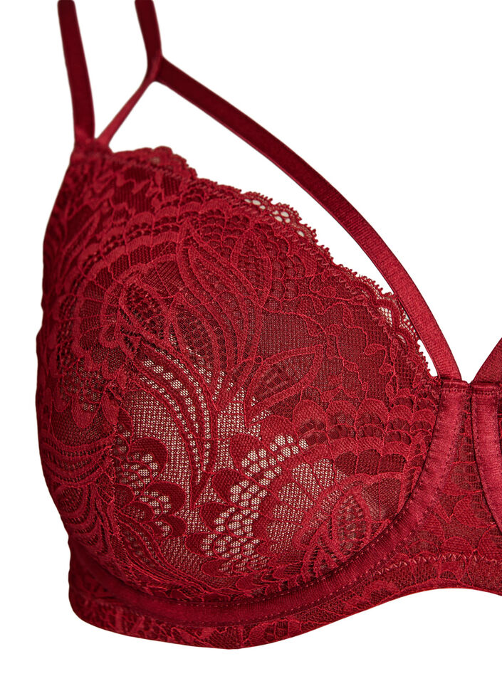 Beha met volledige bedekking, kant en dubbele bandjes, Zwart, Packshot image number 2