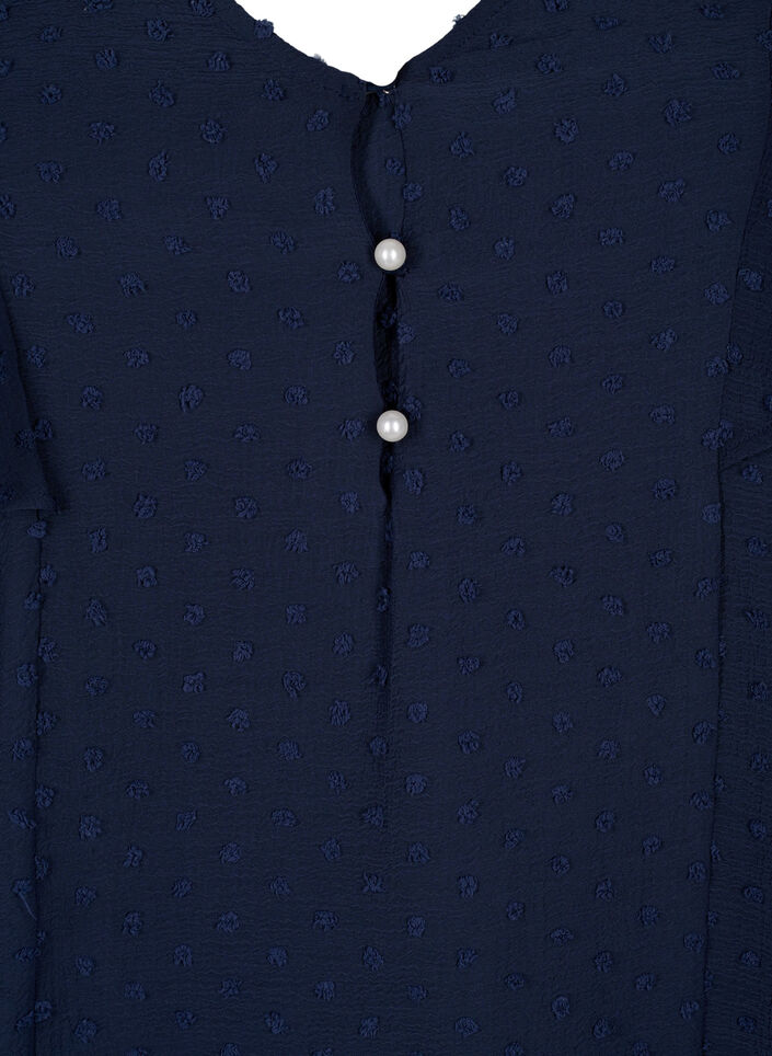 Blouse met gestippelde textuur en korte mouwen, Navy Blazer, Packshot image number 2