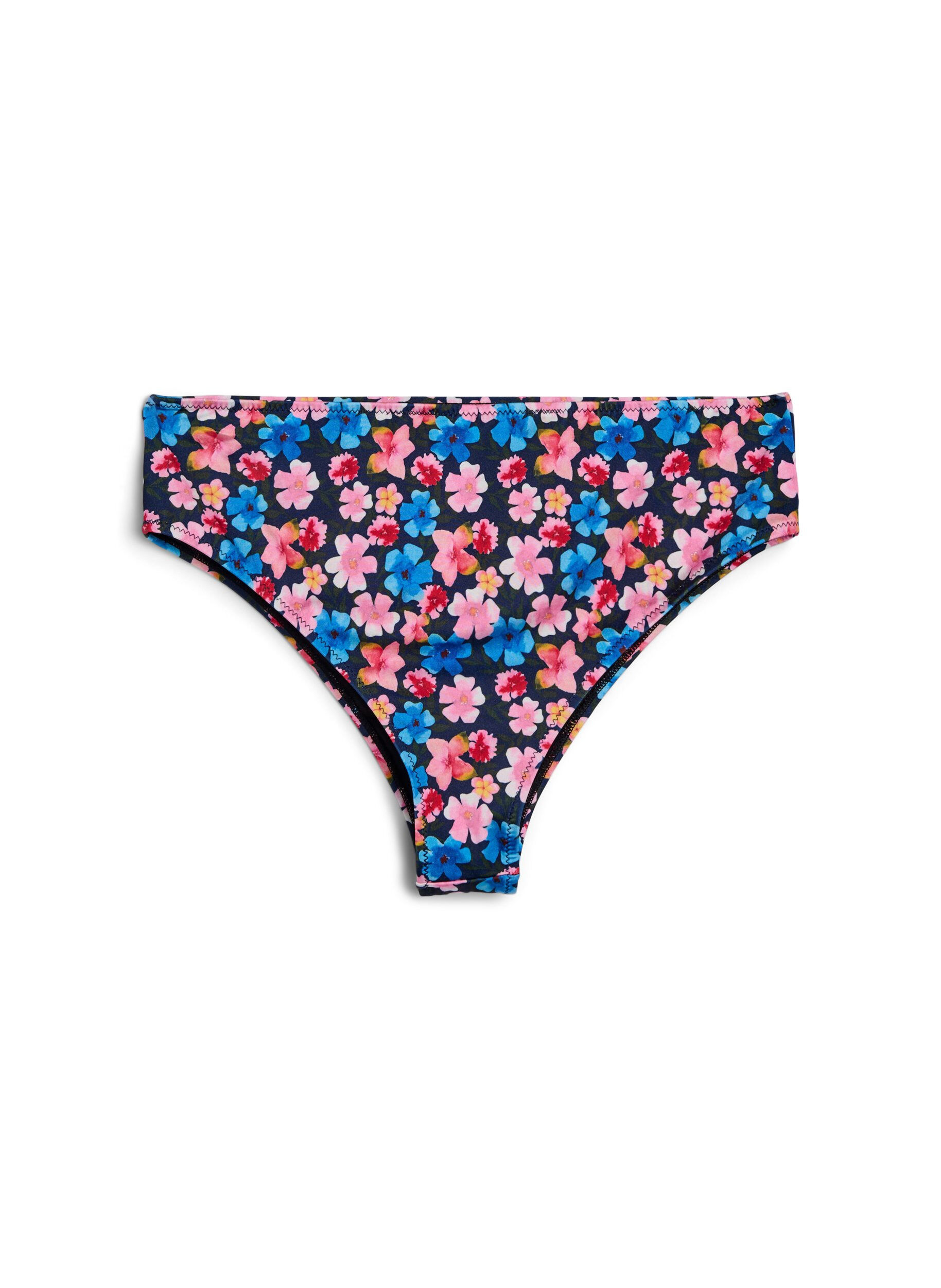 ZizziBloemen brazilian bikini broekje, Rood, Packshot image number 1