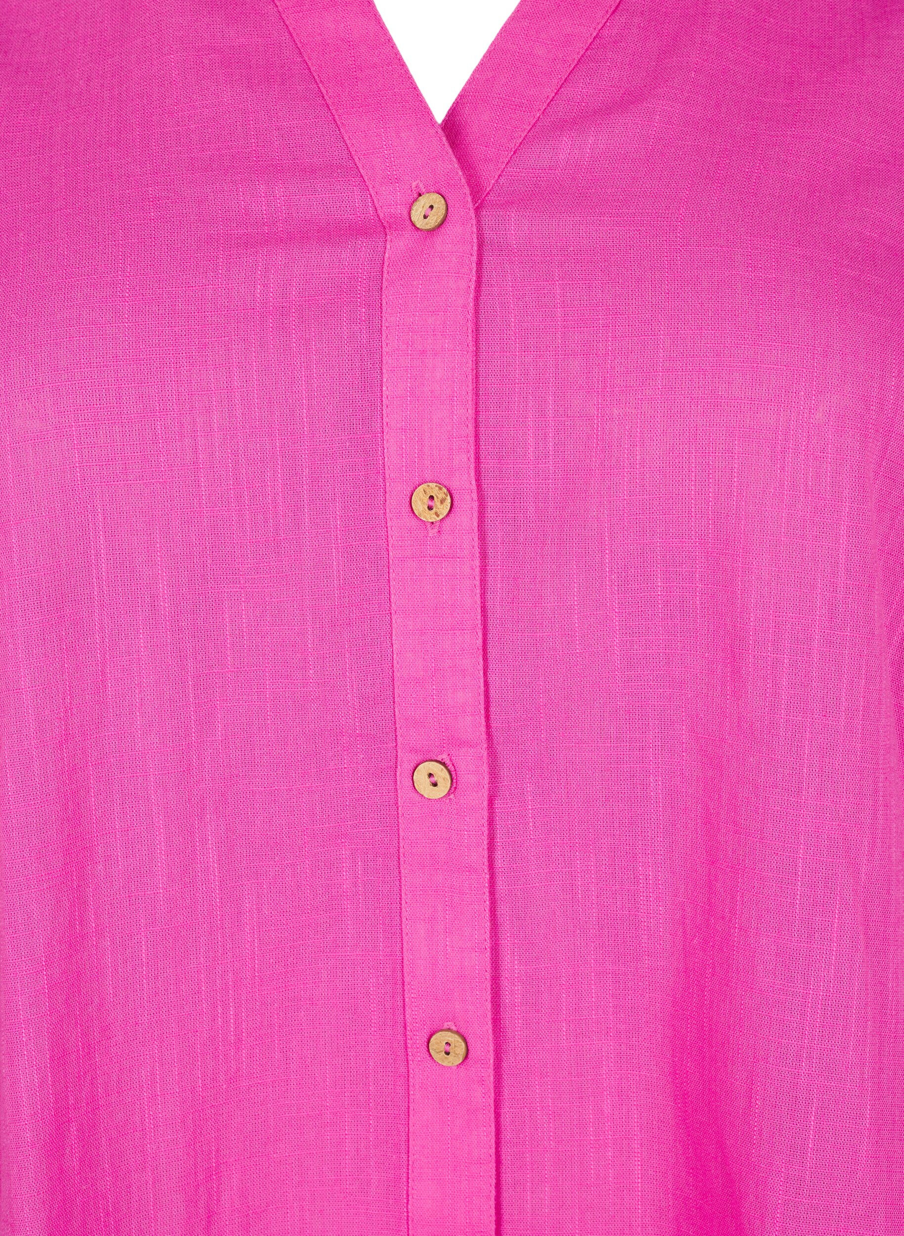 ZizziKatoenen blouse met een V-hals, Roze, Packshot image number 2