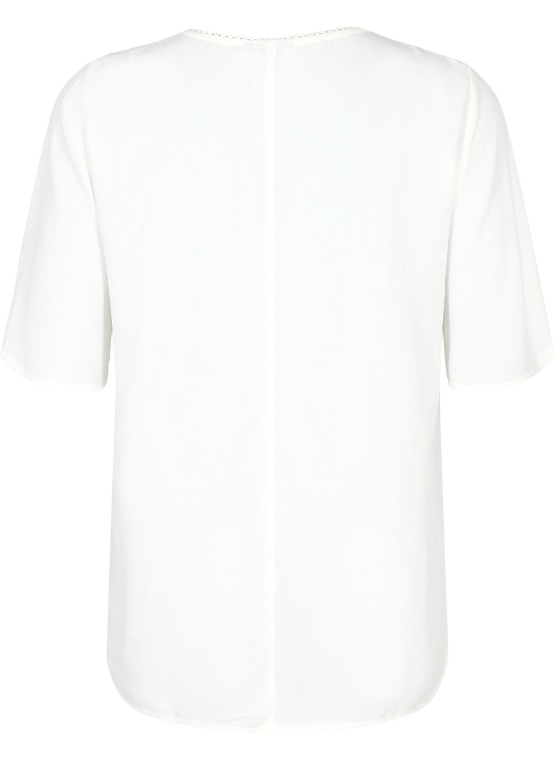 Zizzi Viscose blouse met 1/2 mouwen en borduurwerk detail, Snow White, Packshot image number 1