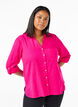 Overhemdblouse met knoopsluiting van katoen-linnenmix, Bright Rose, Model image number 0