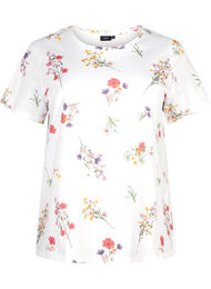T-shirt van biologisch katoen met bloemenprint, Bright W. AOP Flower