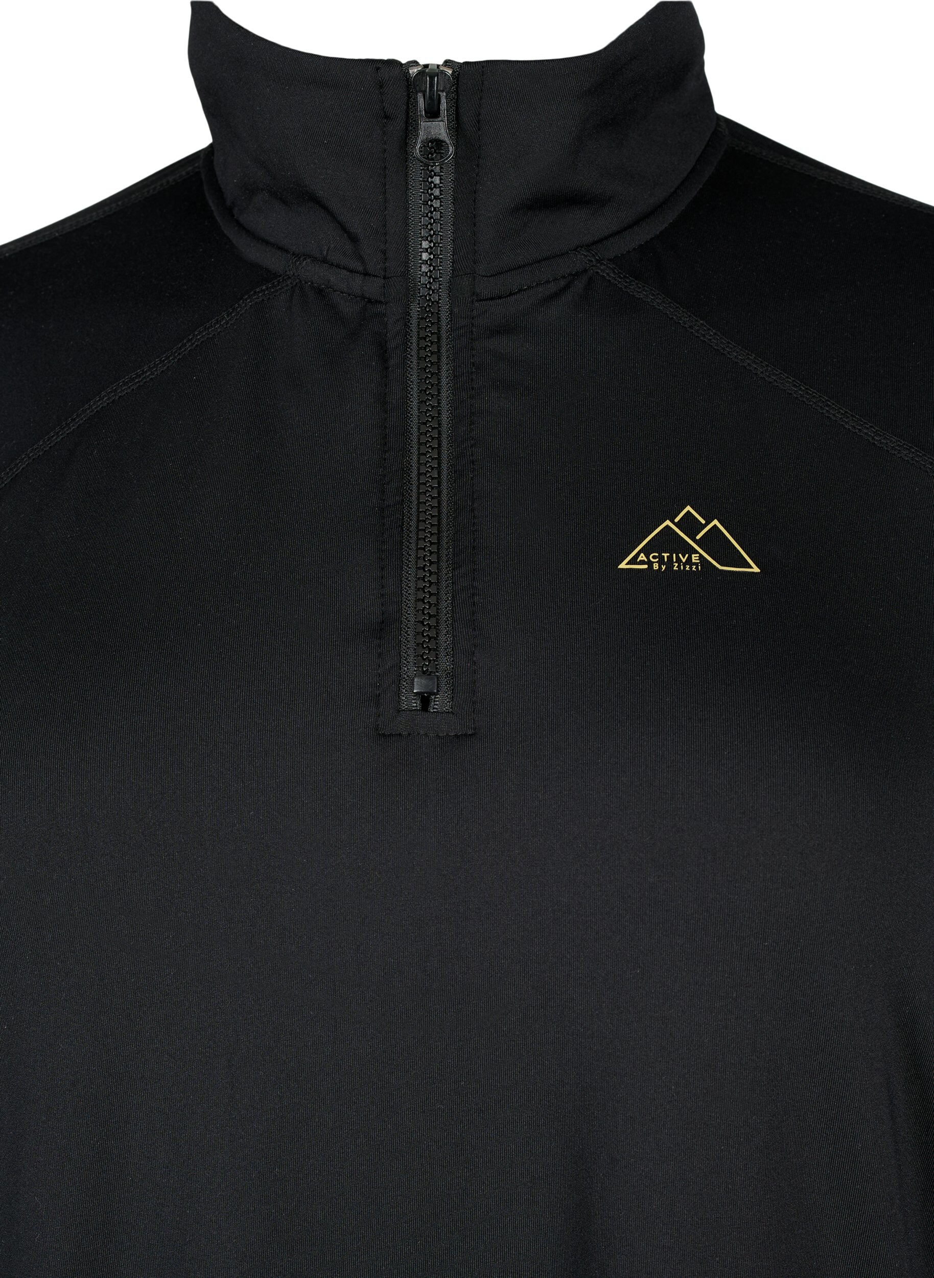 Zizzi Blouse voor onder een trui met zakken en mesh, Black, Packshot image number 2