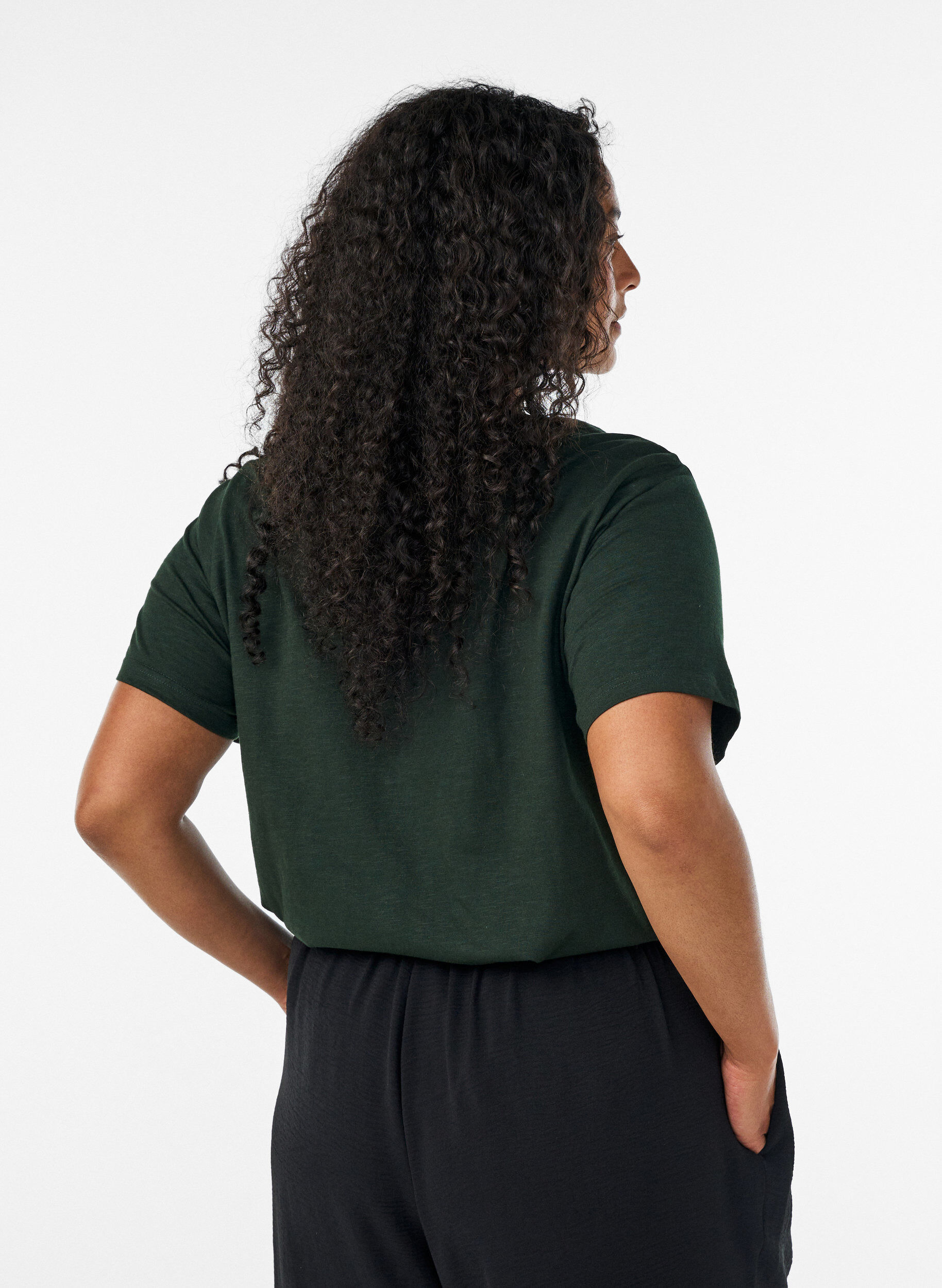 ZizziT-shirt met knoopdetail, Groen, Model image number 2