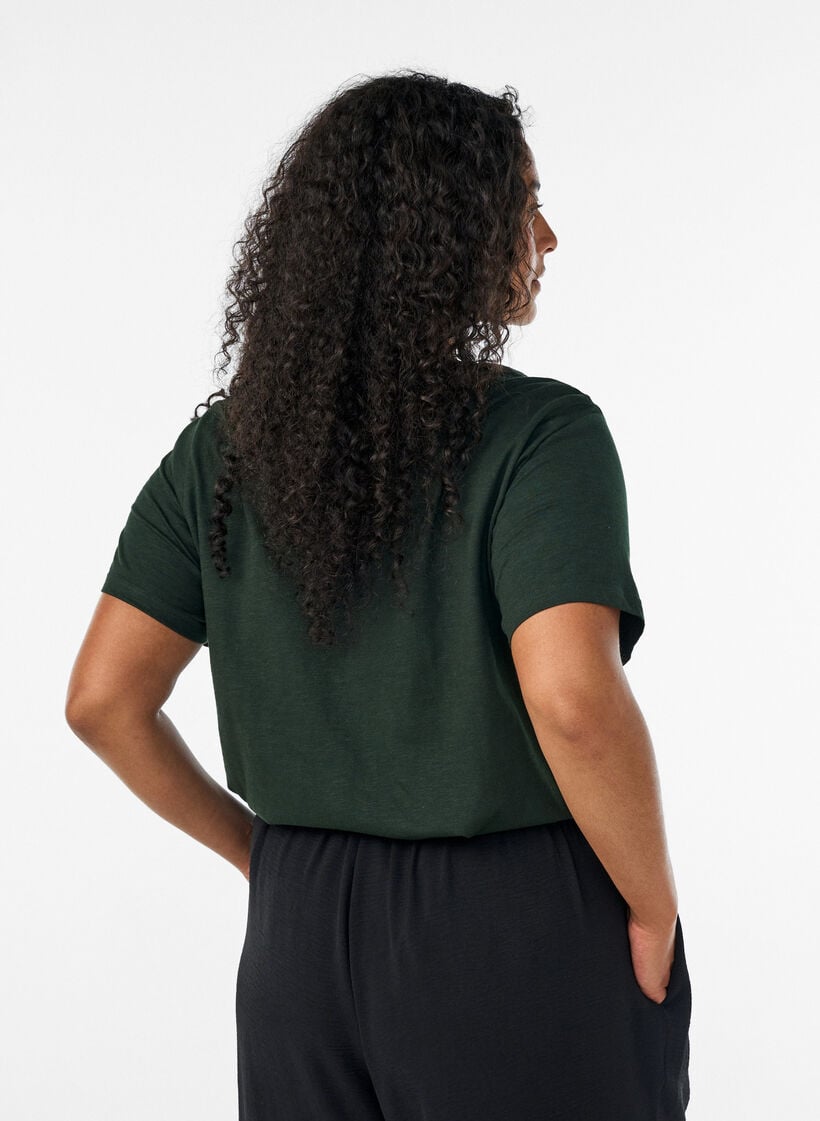T-shirt met knoopdetail, Groen, Model image number 2