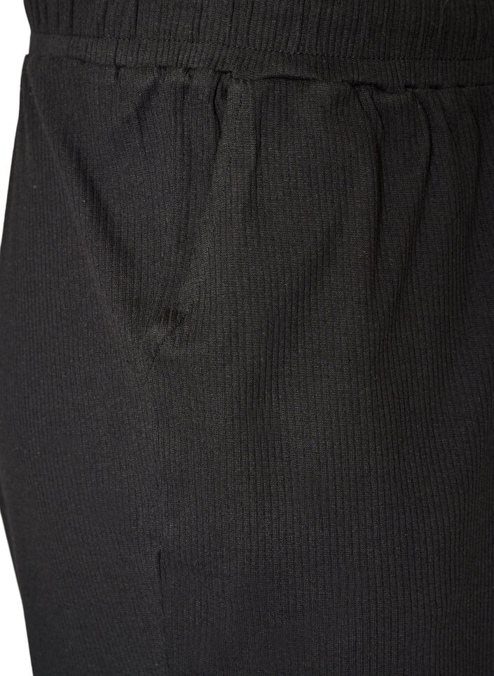 Geribde pyjamabroek met rechte pijpen, Zwart, Packshot image number 3
