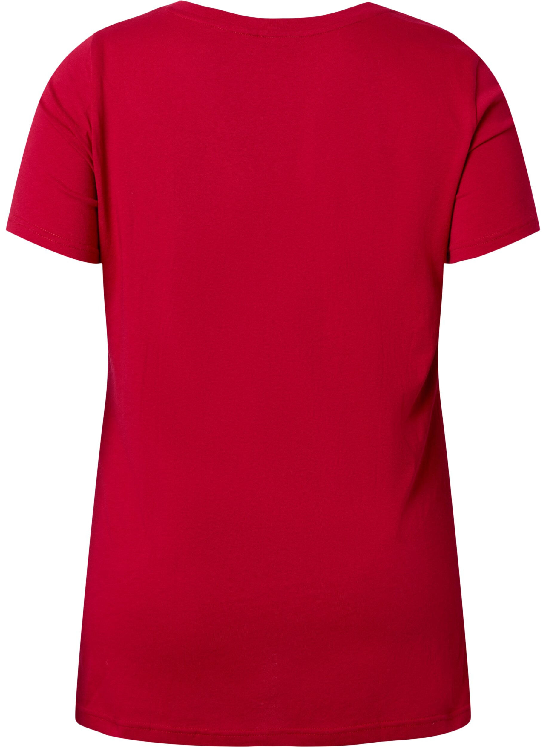 Zizzi Katoenen t-shirt met korte mouwen, Barbados Cherry BLES, Packshot image number 1