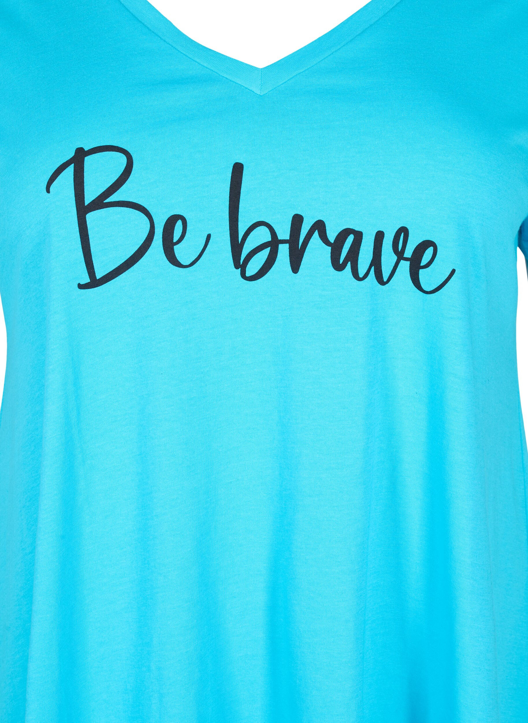 Zizzi Katoenen T-shirt met korte mouwen, Blue Atoll W. Be, Packshot image number 2