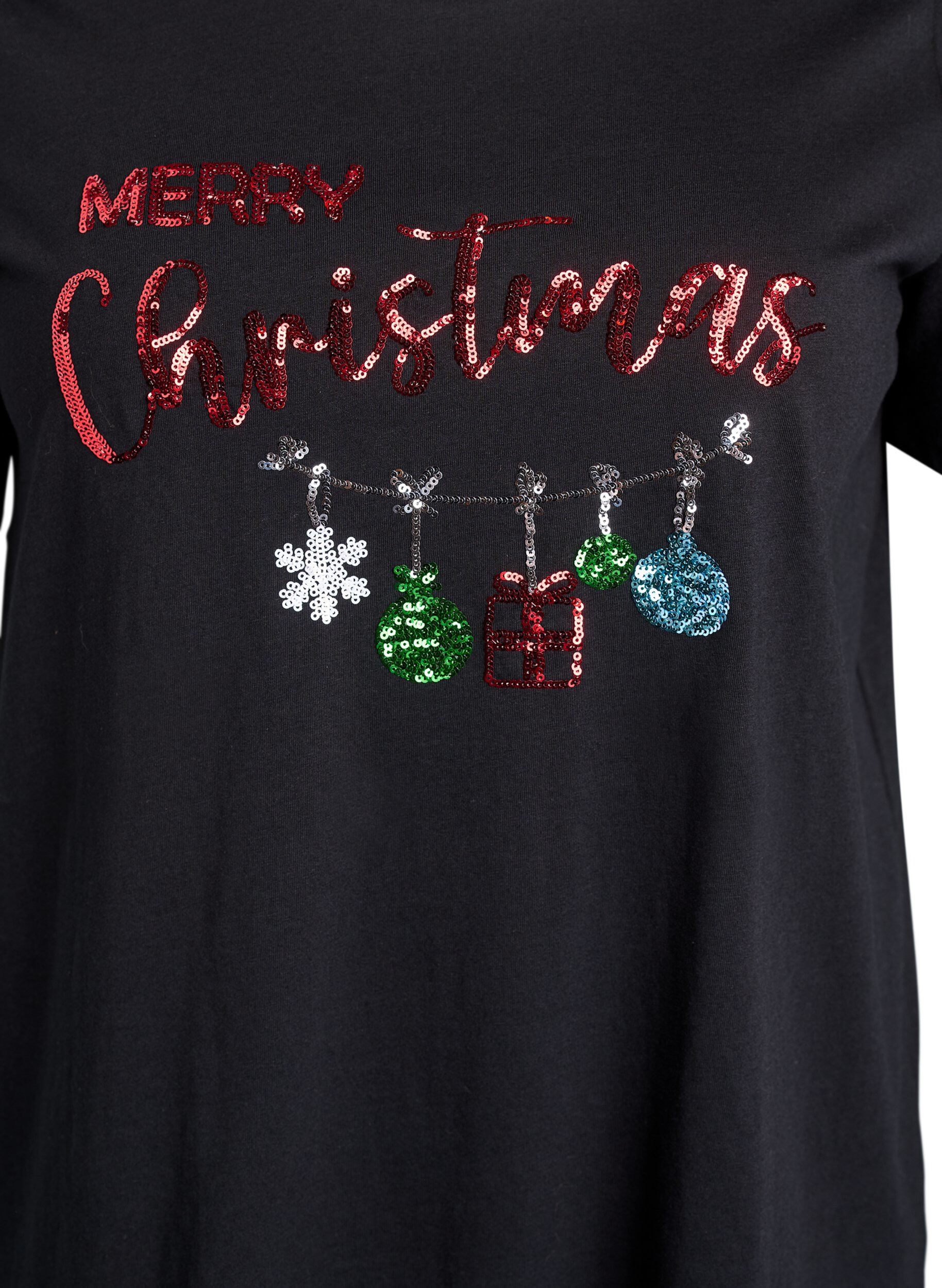 Zizzi Kerst T-shirt van biologisch katoen, Zwart, Packshot image number 2