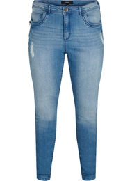Super slim Amy jeans met split en knopen, Light blue