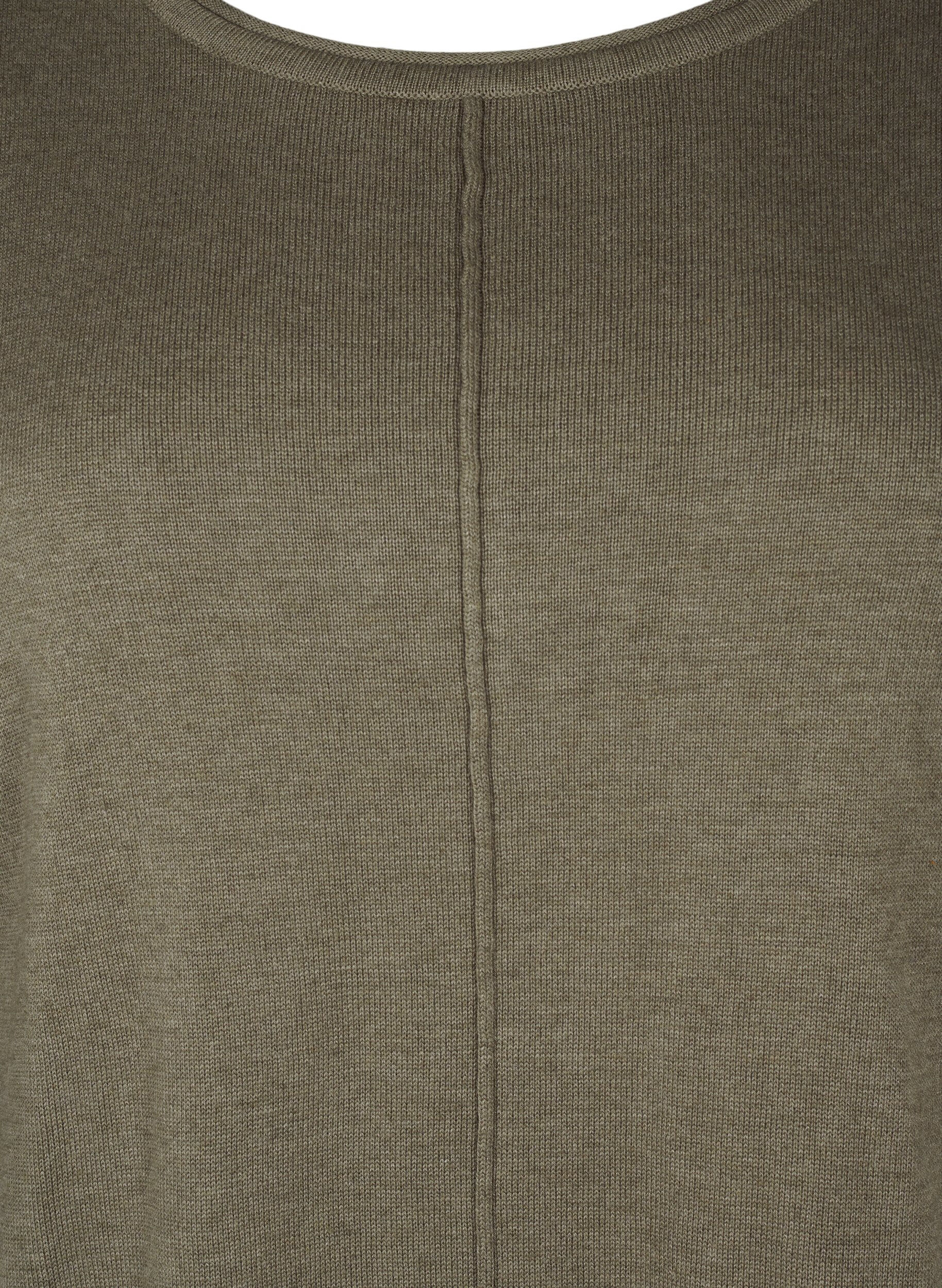 Zizzi Gebreide blouse gemaakt van katoen en viscose., Groen, Packshot image number 2