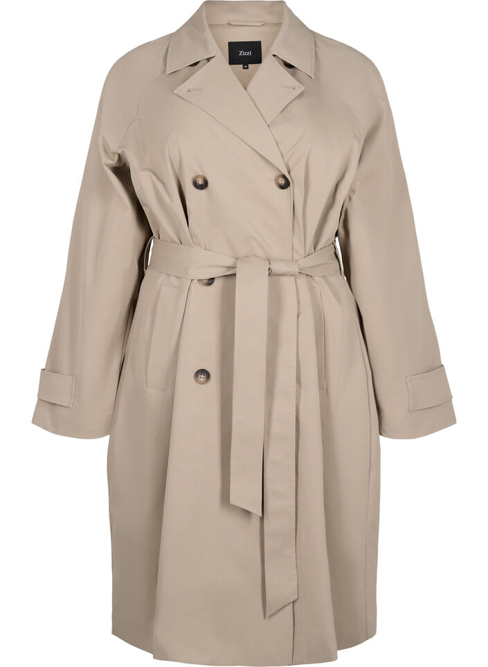 Klassieke lange trenchcoat met riem, Chinchilla, Packshot image number 0
