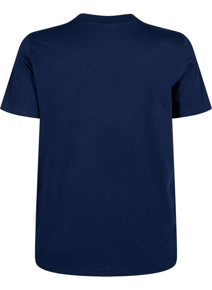Basic katoenen T-shirt met ronde hals, Blauw, Packshot image number 1