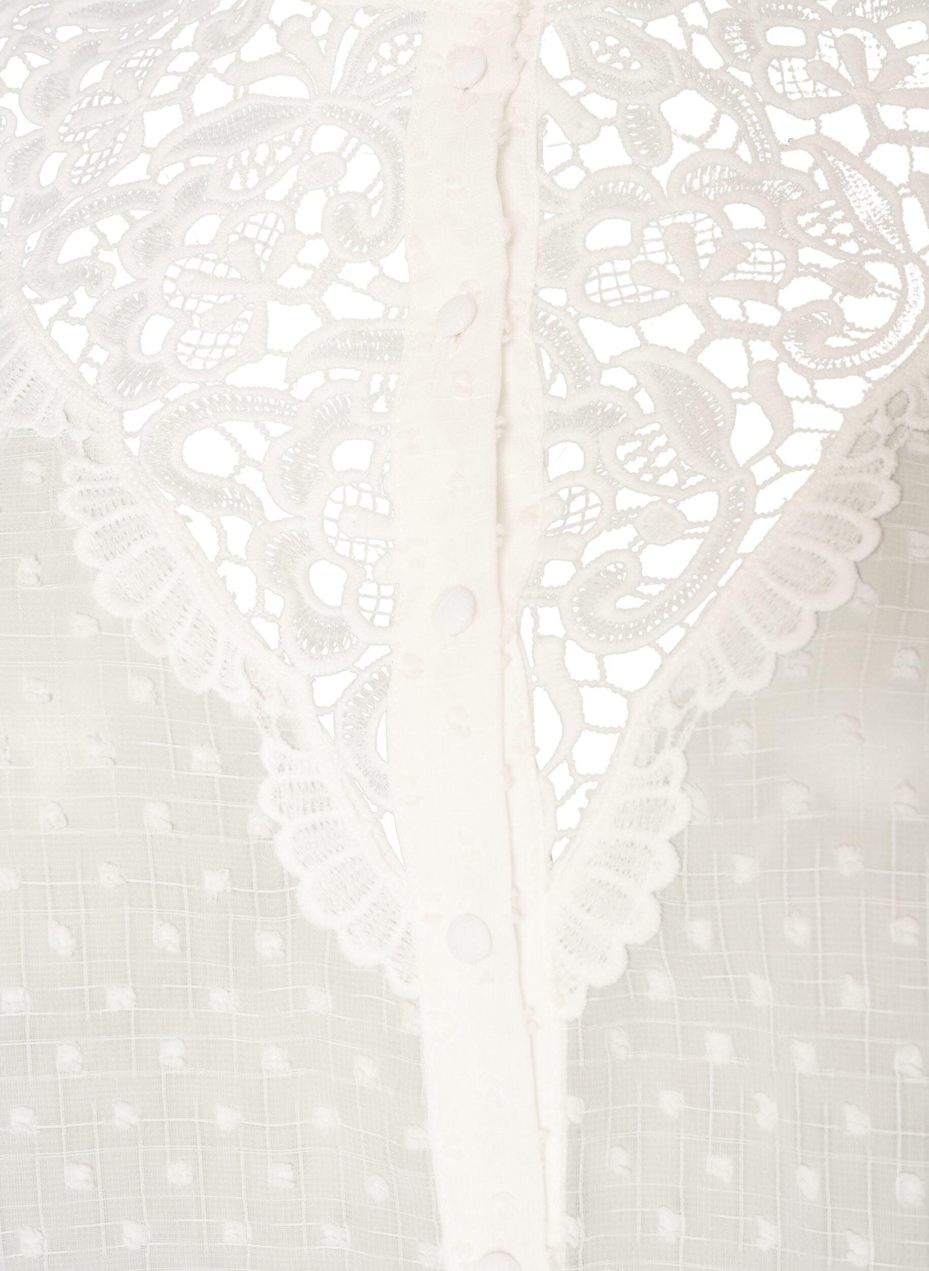 ZizziOverhemdblouse met kanten inzet en stippenpatroon, Vanille, Packshot image number 2