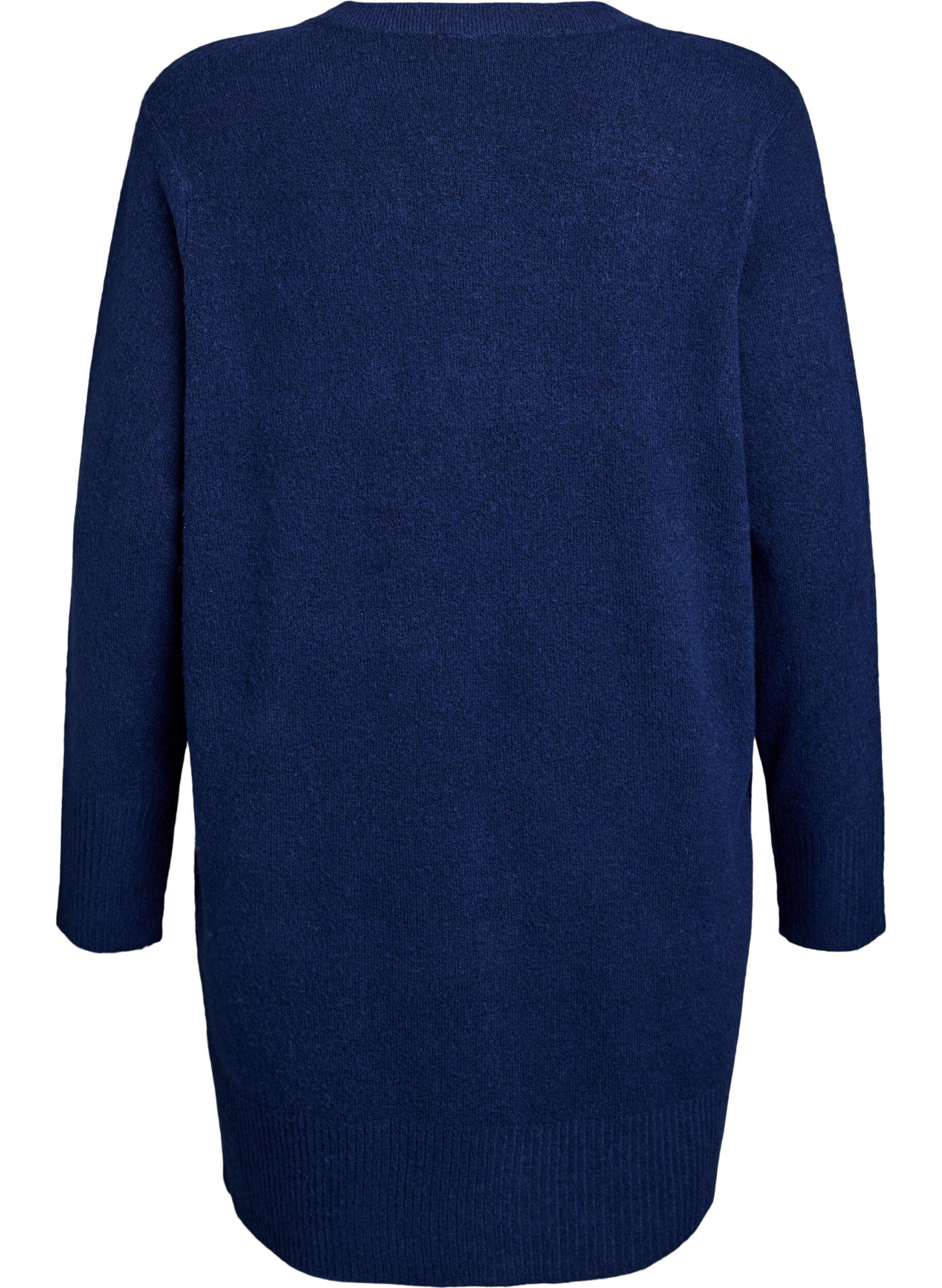 ZizziGeribd gebreid vest met zakken, Blauw, Packshot image number 1