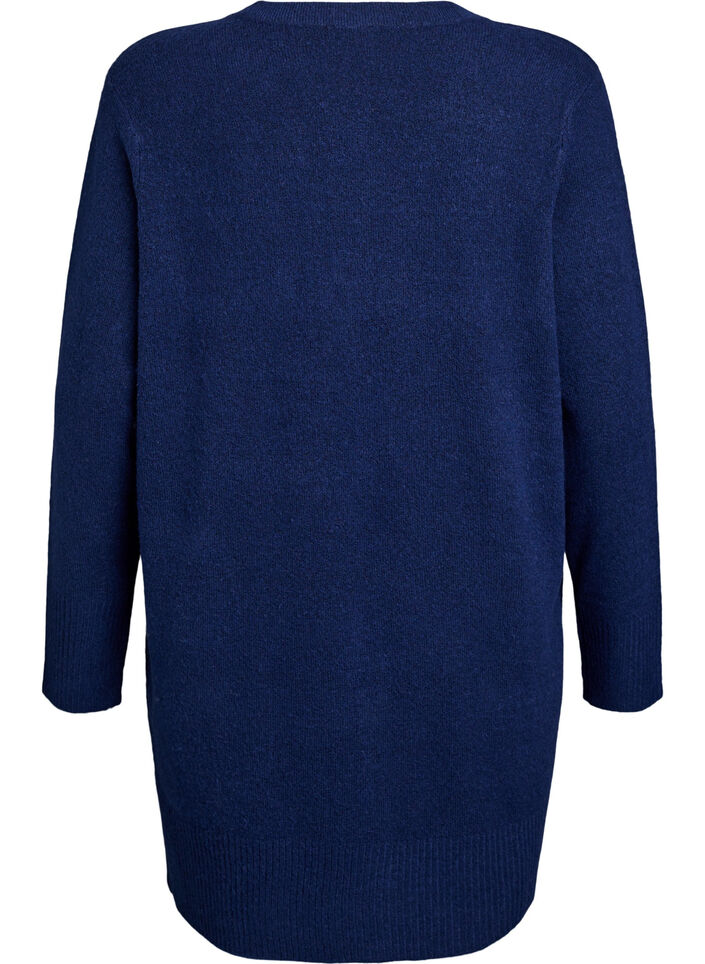 Geribd gebreid vest met zakken, Blauw, Packshot image number 1