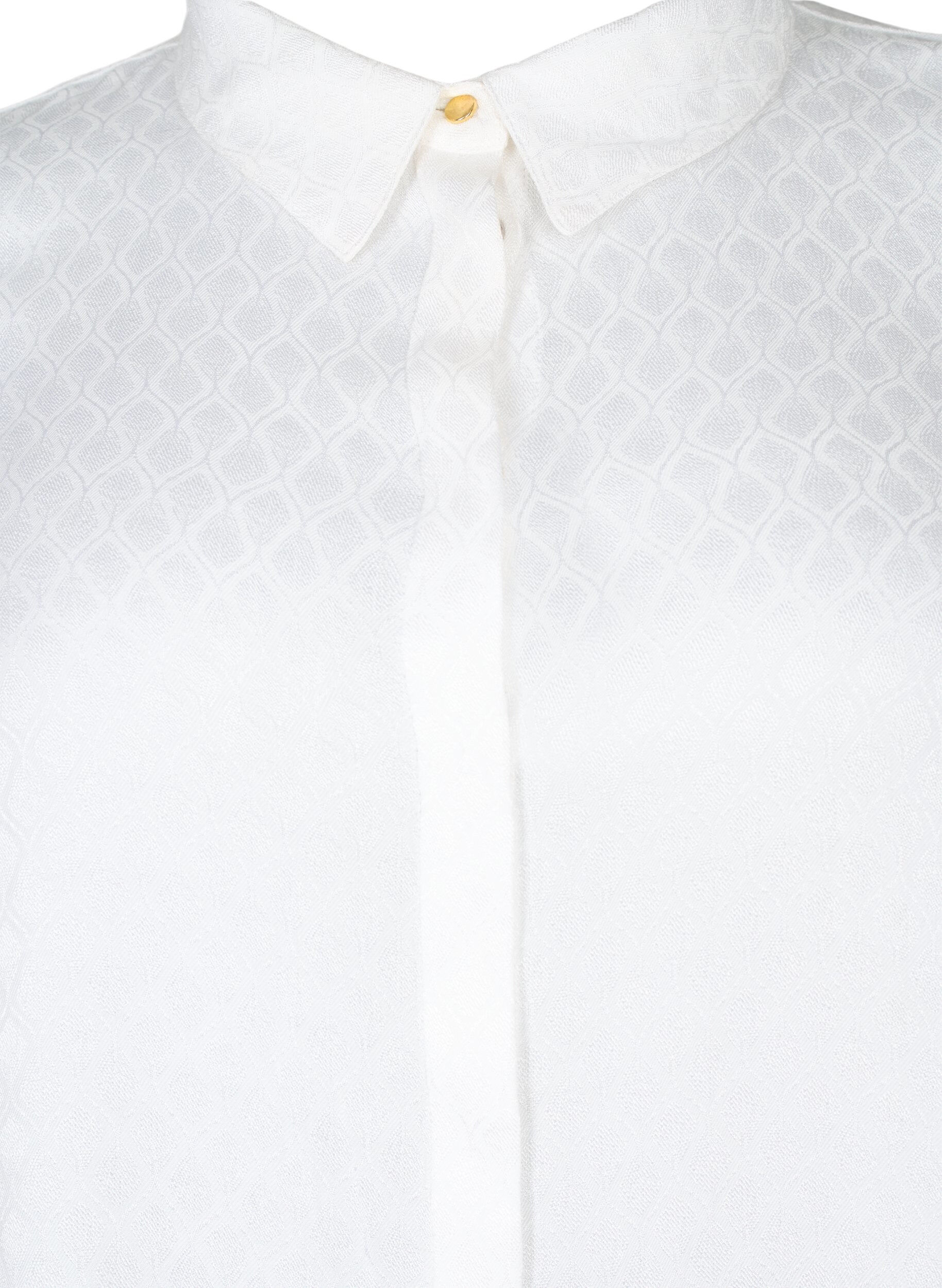 Zizzi Shirt in viscose met ton-sur-ton patroon, Bright White, Packshot image number 2