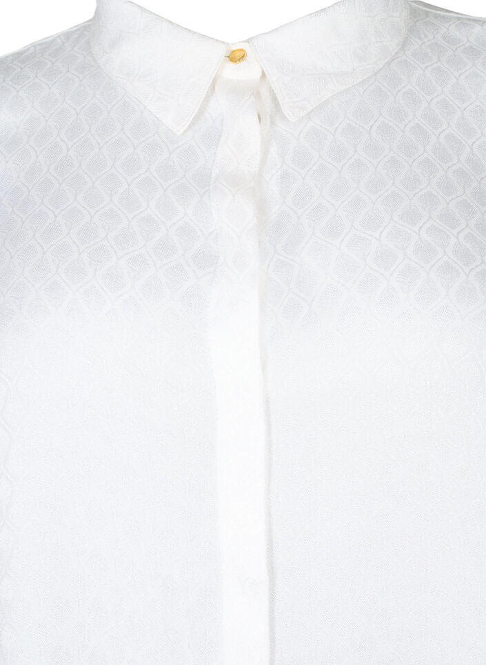 Shirt in viscose met ton-sur-ton patroon, Bright White, Packshot image number 2