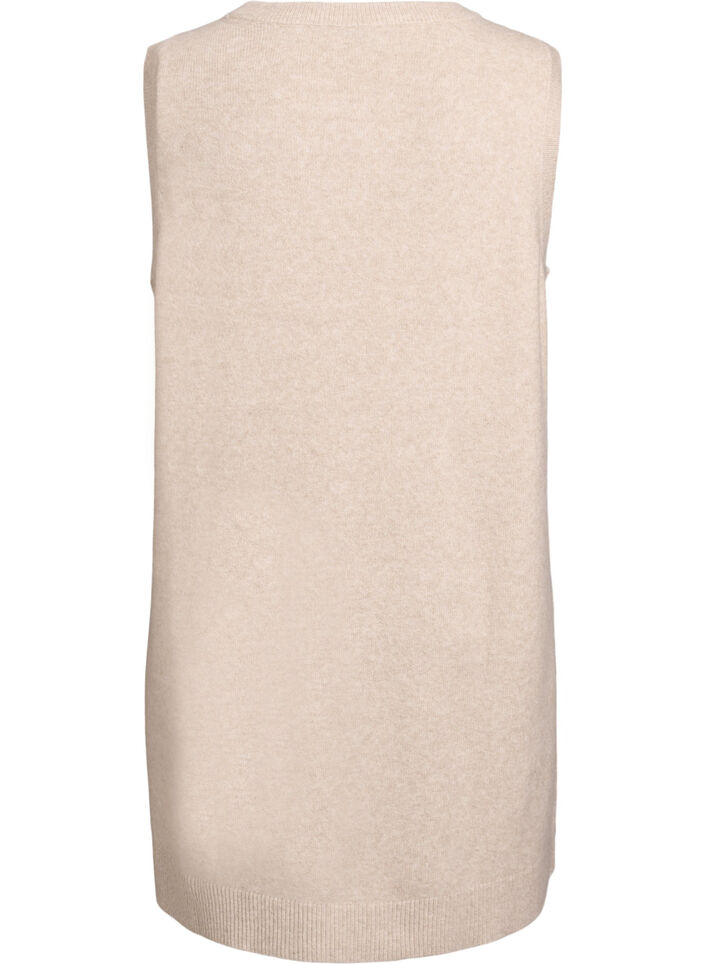 Korte gebreide jurk zonder mouwen, Beige, Packshot image number 1