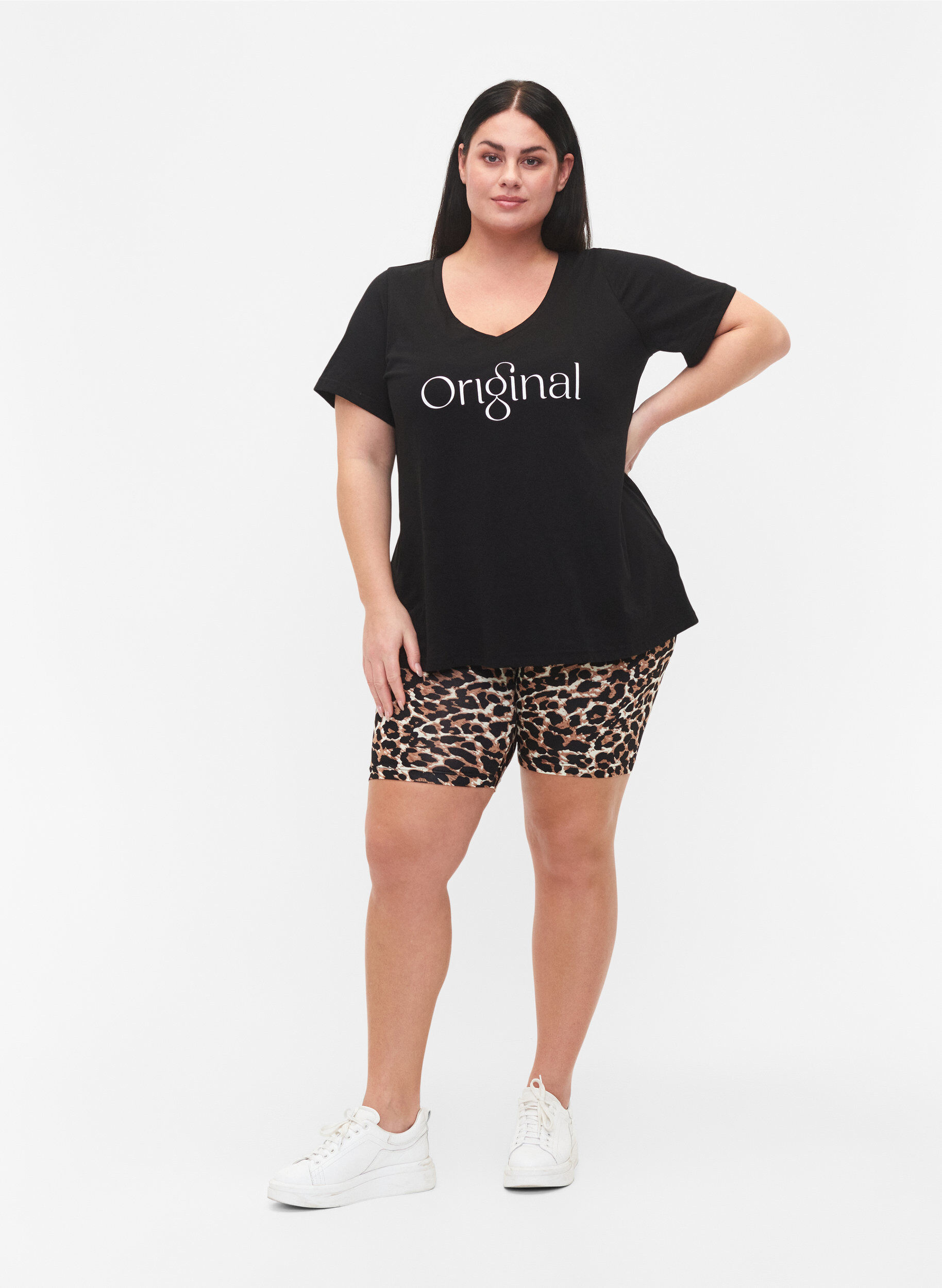 Zizzi 2-pack fietsshorts, Zwart, Model image number 1