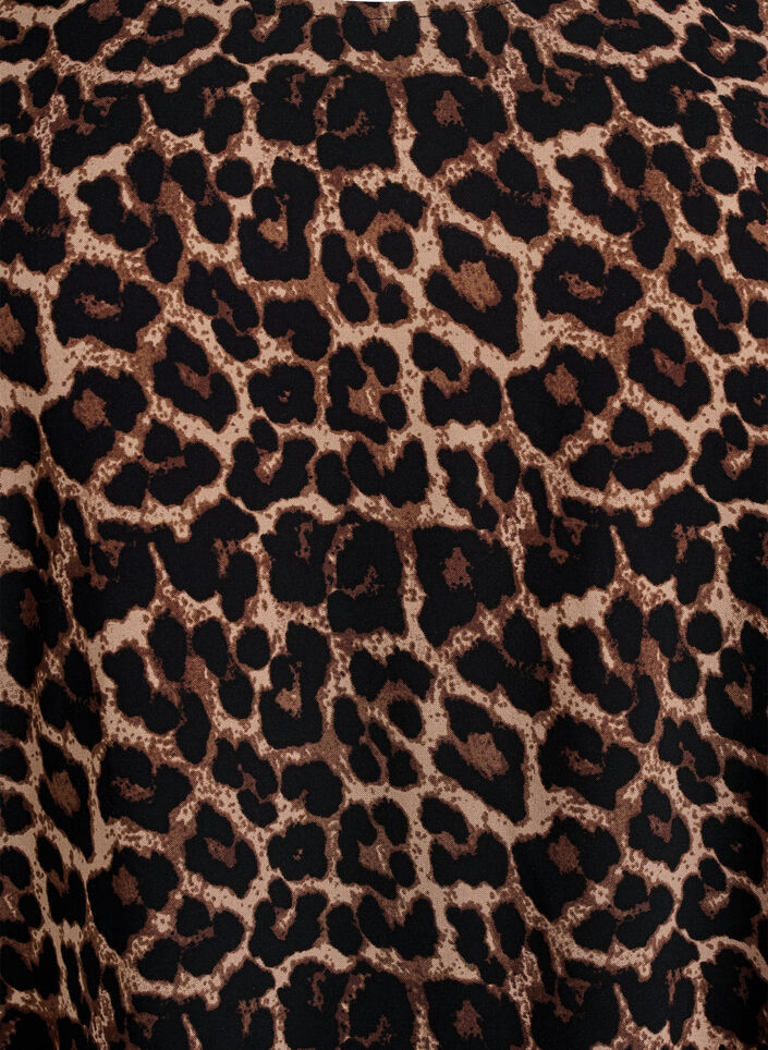 Viscose blouse met korte mouwen en print, Bruin, Packshot image number 2