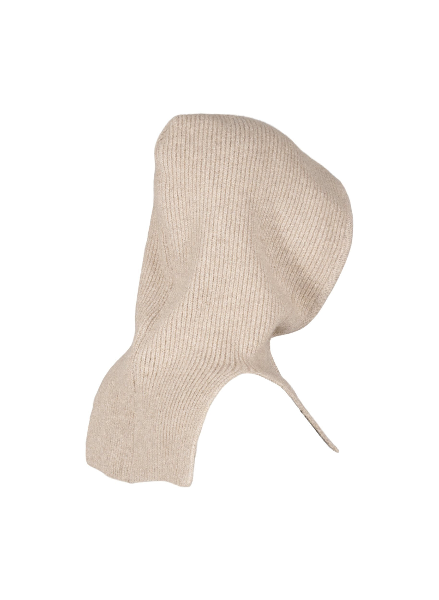 Zizzi Gebreide balaclava met trekkoordjes, Beige, Packshot image number 3