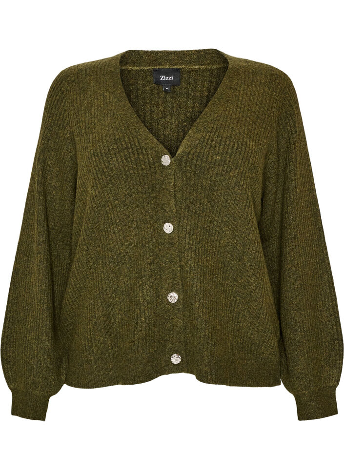 Vest met V-hals en ribstructuur, Groen, Packshot image number 0