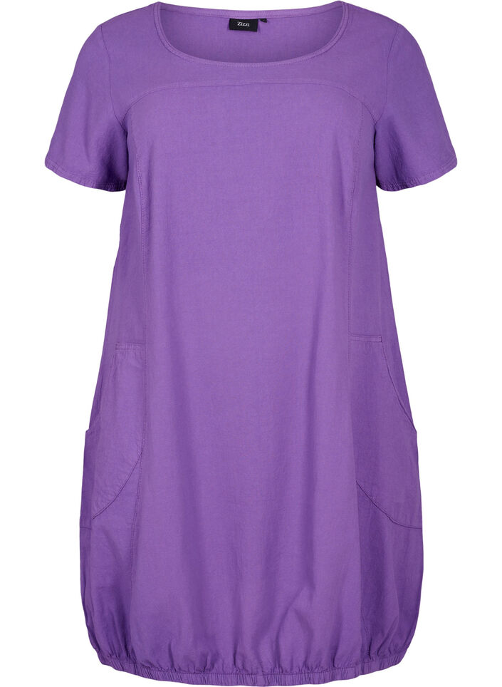 Katoenen jurk met korte mouwen, Deep Lavender, Packshot image number 0