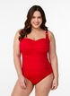 Gewatteerd badpak met draperie, Rood, Model image number 0