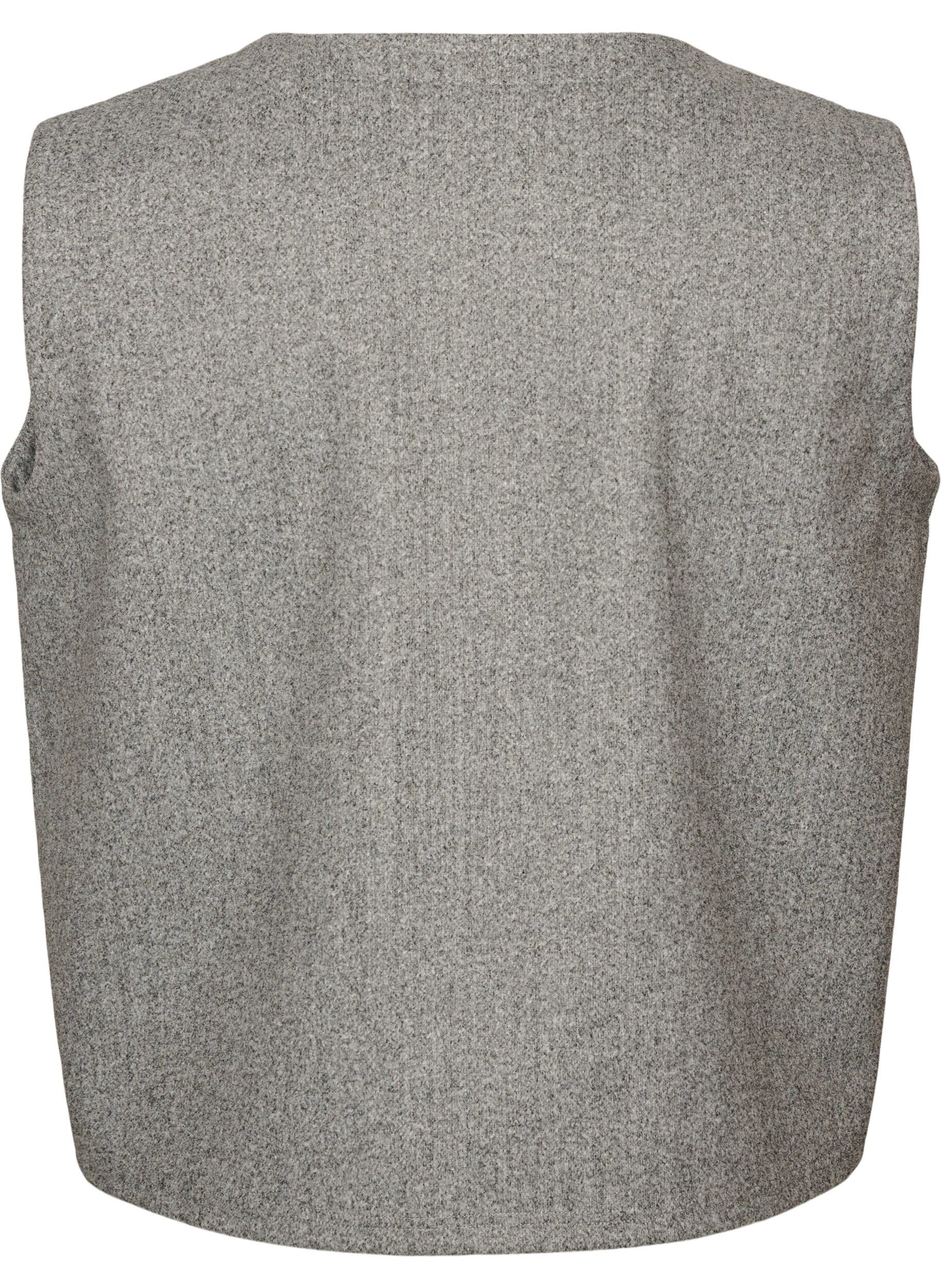 ZizziV-hals gilet met knopen, Grijs, Packshot image number 1