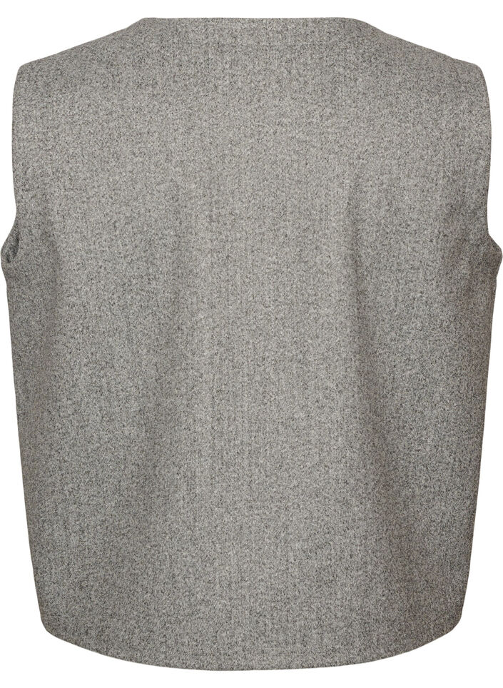 V-hals gilet met knopen, Grijs, Packshot image number 1