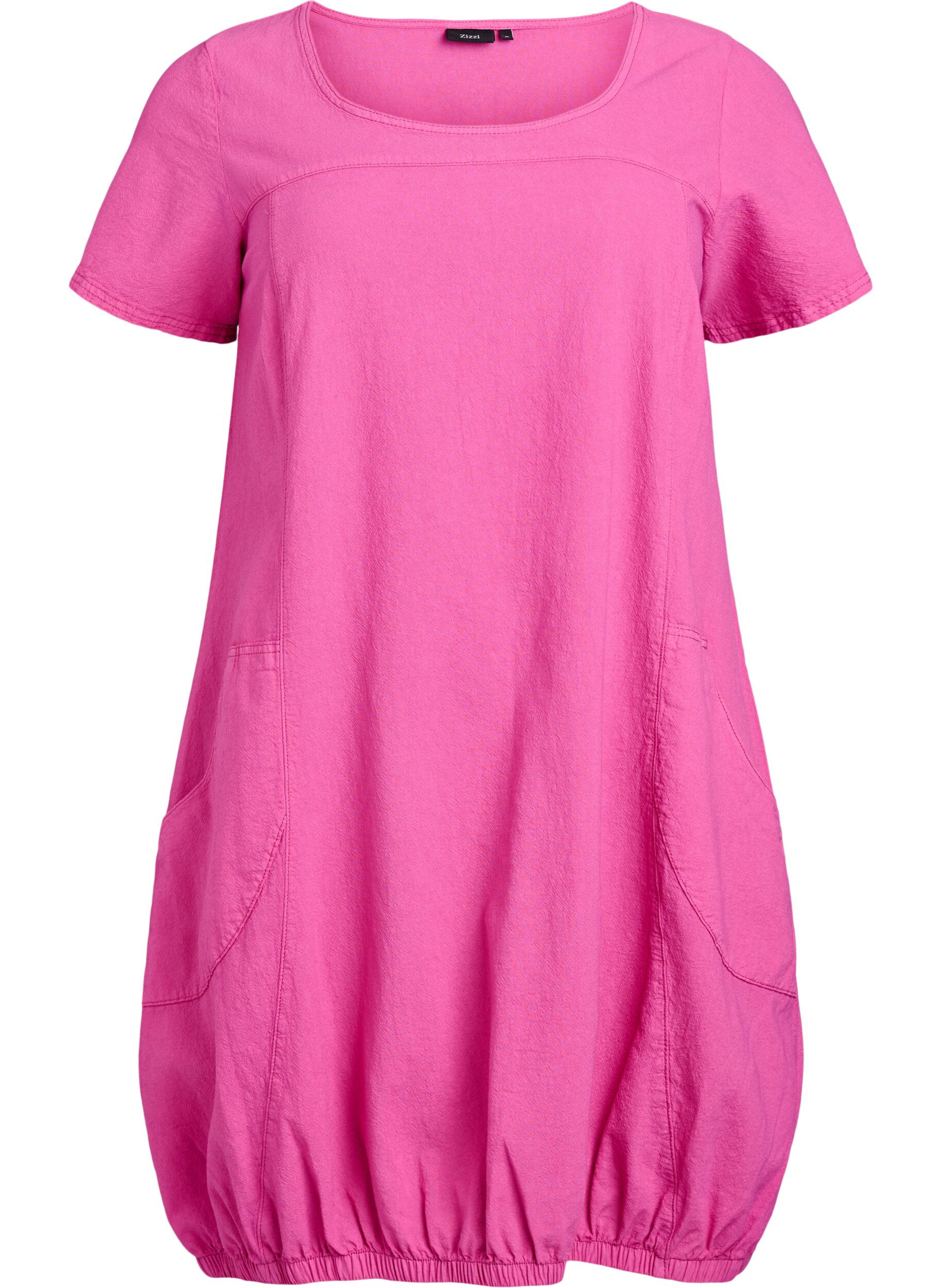 ZizziKatoenen jurk met korte mouwen, Roze, Packshot image number 0