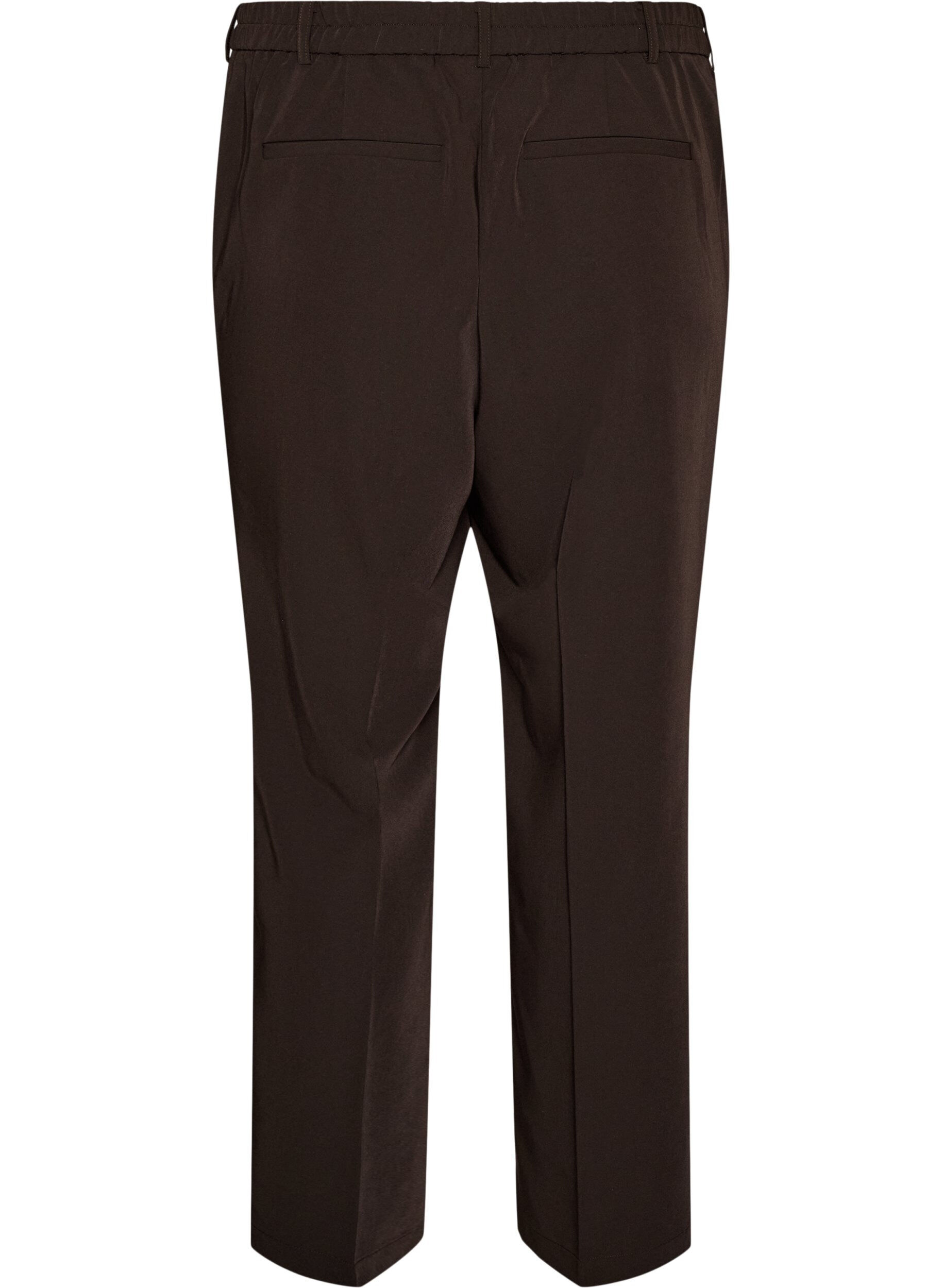 ZizziHigh-waist op maat gemaakte broek met geperste plooien, Bruin, Packshot image number 1